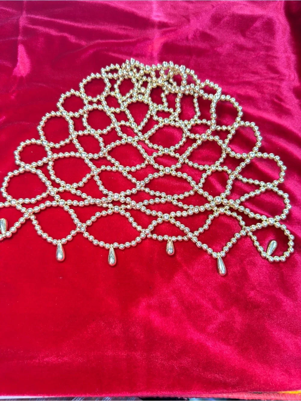 Gold Beaded Layered Headpiece - Boho Hair Chain